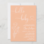 Minimalistisch modern zacht perzik bloemig Baby sh Kaart (Voorkant)