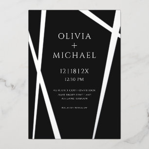 Minimalistisch modern, zilver zwart folie uitnodiging