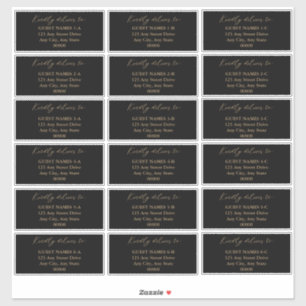 Minimalistisch modern zwart bruiloft gastadres sticker