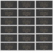 Minimalistisch modern zwart bruiloft gastadres sticker (Voorkant)