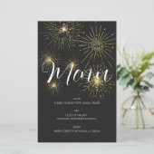 Minimalistisch Modern Zwart en Goud Party Menu (Staand voorkant)