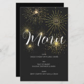 Minimalistisch Modern Zwart en Goud Party Menu (Voorkant / Achterkant)