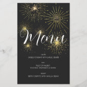 Minimalistisch Modern Zwart en Goud Party Menu (Voorkant)