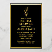 Minimalistisch Modern Zwart en Gouden Vrijgezellen Folie Uitnodiging (Voorkant)