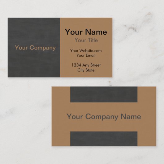Minimalistisch Modern Zwart en Tan Visitekaartje (Voorkant / Achterkant)