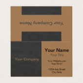 Minimalistisch Modern Zwart en Tan Visitekaartje (Buitenkant ongevouwen)