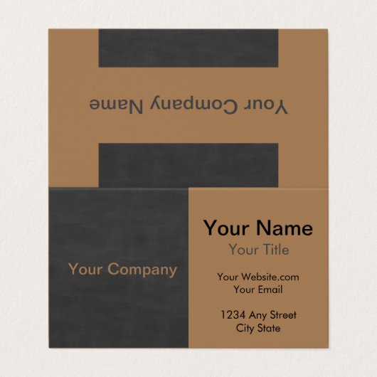 Minimalistisch Modern Zwart en Tan Visitekaartje (Buitenkant ongevouwen)