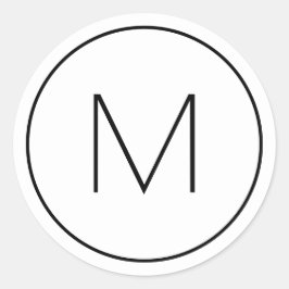 Minimalistisch Modern Zwart Enkele Letter Monogram Ronde Sticker