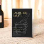 Minimalistisch modern Zwart Goud foto vrijgezellen Kaart<br><div class="desc">Moderne minimalistische vrijgezellenfeestuitnodiging is voorzien van stijlvol gouden tekst gezegde vrijgezellenfeest en uw feestdetails in klassiek serif lettertype op zwarte achtergrondkleur, eenvoudig en elegant, waardoor uw bucks-feest naar nieuwe hoogtepunten gaat. De zwarte achtergrondkleur kan worden gewijzigd in elke kleur van uw keuze. het beschikt ook over een champagnefles in een...</div>