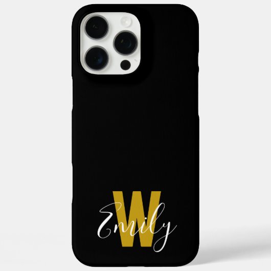 Minimalistisch Modern Zwart Goud Monogram Case-Mate iPhone Case (Achterkant)