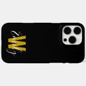 Minimalistisch Modern Zwart Goud Monogram Case-Mate iPhone Case (Achterkant (horizontaal))
