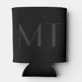 Minimalistisch modern zwart grijs legant monogram blikjeskoeler (Achterkant)
