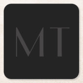 Minimalistisch modern zwart grijs legant monogram kartonnen onderzetters (Voorkant)