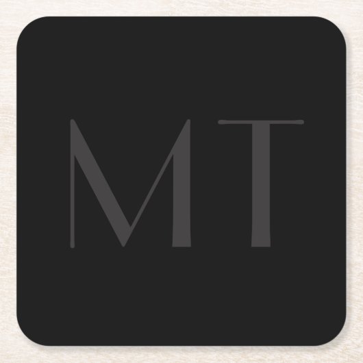 Minimalistisch modern zwart grijs legant monogram kartonnen onderzetters (Voorkant)