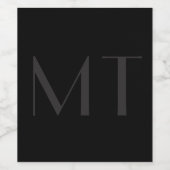 Minimalistisch modern zwart grijs legant monogram wijn etiket (Enkel label)