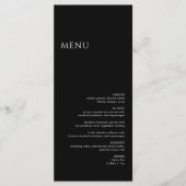 Minimalistisch modern zwart huwelijk menu (Voorkant)