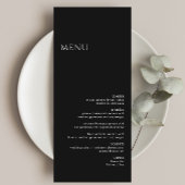 Minimalistisch modern zwart huwelijk menu
