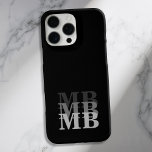 Minimalistisch modern zwart Initiaal monogram iPhone 16 Pro Max Hoesje<br><div class="desc">Zwart Minimalistisch Modern Initiaal Monogram Telefoon Case. Creëer uw eigen gepersonaliseerde iPhone Case met aangepaste initiaal naam.</div>