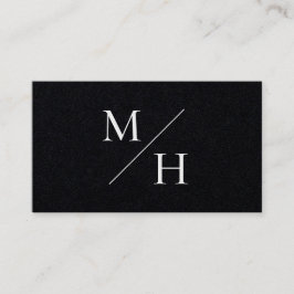 Minimalistisch modern zwart Initiaal Monogram Visitekaartje
