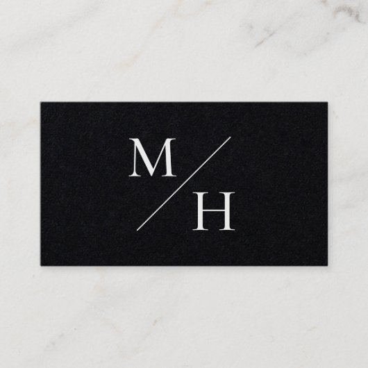 Minimalistisch modern zwart Initiaal Monogram Visitekaartje (Voorkant)