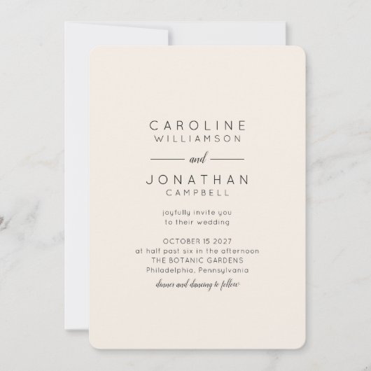 Minimalistisch modern zwart ivoor huwelijk met vol kaart (Voorkant)