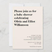 Minimalistisch modern zwart Ivory Simple Baby show Kaart (Voorkant)