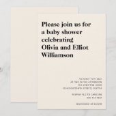 Minimalistisch modern zwart Ivory Simple Baby show Kaart (Voorkant / Achterkant)