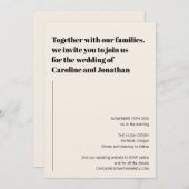 Minimalistisch modern zwart Ivory Simple Wedding Kaart (Voorkant / Achterkant)