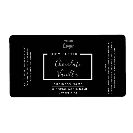 Minimalistisch modern zwart logo-getikte typografi etiket (Voorkant)