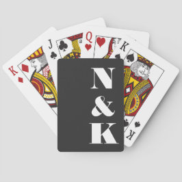 Minimalistisch modern zwart monogram bruisend huwe pokerkaarten