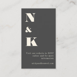 Minimalistisch modern zwart monogram huwelijk RSVP Informatiekaartje