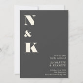 Minimalistisch modern zwart monogram huwelijk save the date (Voorkant)