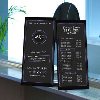 Minimalistisch Modern Zwart Paars Salon Diensten M Reclamekaart