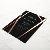 Minimalistisch modern zwart Roos Folie Uitnodiging (Gedraaid)