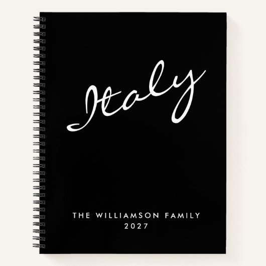 Minimalistisch modern zwart script, aangepast reiz notitieboek (Voorkant)