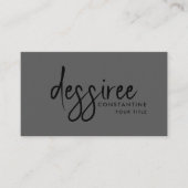 Minimalistisch Modern Zwart Script Grijs Visitekaartje (Voorkant)