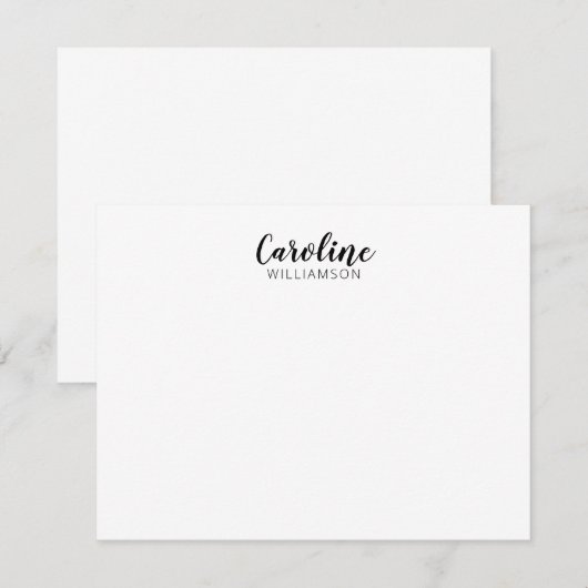 Minimalistisch modern zwart script, speciaal geper notitiekaartje (Voorkant / Achterkant)