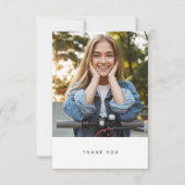 Minimalistisch modern zwart-tekstfotostation Mitzv Bedankkaart (Voorkant)