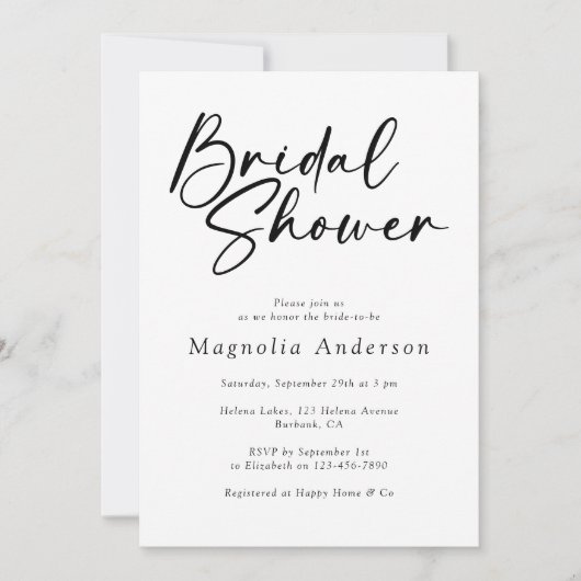 Minimalistisch modern zwart Vrijgezellenfeest Kaart (Voorkant)