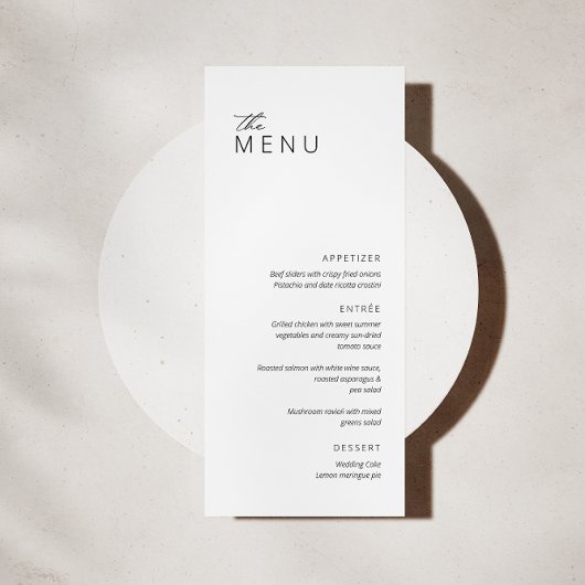 Minimalistisch modern zwart | White Wedding Menu K Kaart