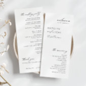 Minimalistisch modern zwart | White Wedding Progra Menu