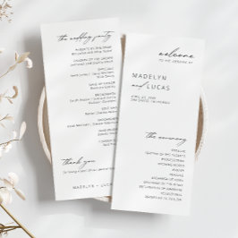 Minimalistisch modern zwart | White Wedding Progra Menu