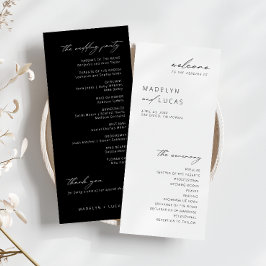 Minimalistisch modern zwart | White Wedding Progra Menu