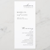 Minimalistisch modern zwart | White Wedding Progra Menu (Voorkant)