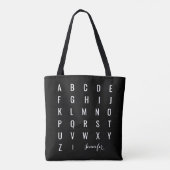 Minimalistisch modern zwart-wit alfabet tote bag (Achterkant)