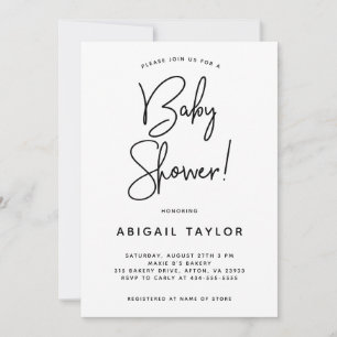 Minimalistisch modern zwart-wit Baby shower Kaart