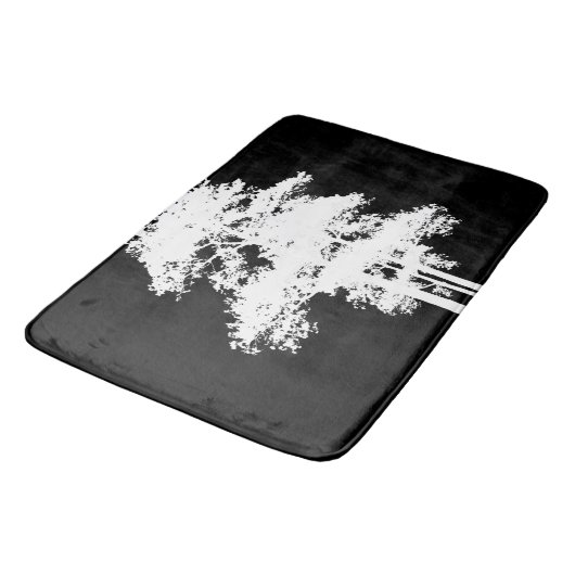 Minimalistisch modern zwart wit boom silhouet badmat (Gekanteld)