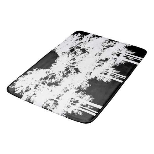 Minimalistisch modern zwart wit boom silhouet badmat (Gekanteld)