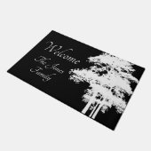 Minimalistisch modern zwart wit boom silhouet deurmat (Schuin)