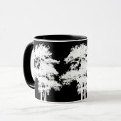 Minimalistisch modern zwart wit boom silhouet mok (Voorkant links)